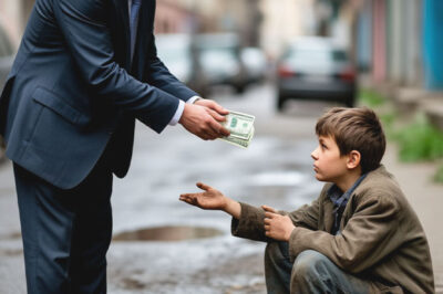 Толстосум дал беспризорному мальчугану купюру. Через полгода босяк спас ему жизнь