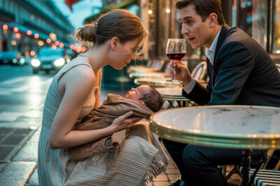 Elini kaldırımda duran masanın yanında dizlerinin üzerine koydu, bebeğini sallayarak. “Lütfen, paranızı istemiyorum — sadece bir anınızı.” Takım elbiseli adam, kadehindeki şaraptan başını kaldırdı; sözlerinin onun bildiğini sandığı her şeyi altüst edeceğinden habersizdi.